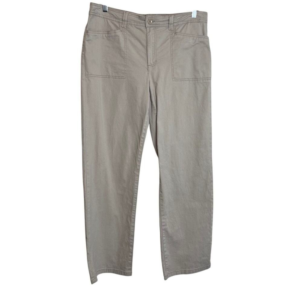 Gloria Vanderbilt Womens Khaki Pants Size 14 Beige Cotton Spandex Straight Leg